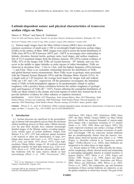 Latitude-Dependent Nature and Physical Characteristics of Transverse Aeolian Ridges on Mars Sharon A