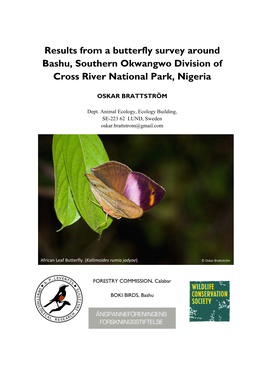 Results from a Butterfly Survey Around Bashu, Southern Okwangwo Division of Cross River National Park, Nigeria