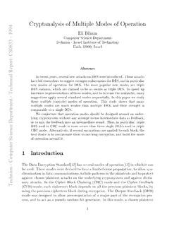 Cryptanalysis of Multiple Modes of Operation 1 Introduction