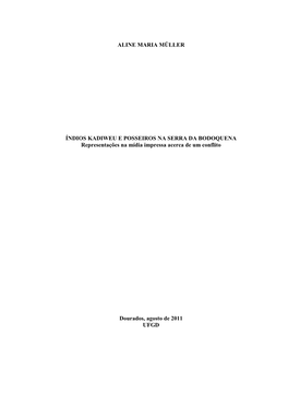Aline Maria Müller Índios Kadiweu E Posseiros Na