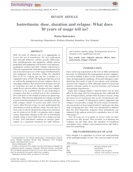 Isotretinoin- Dose, Duration, Relapse: Rademaker