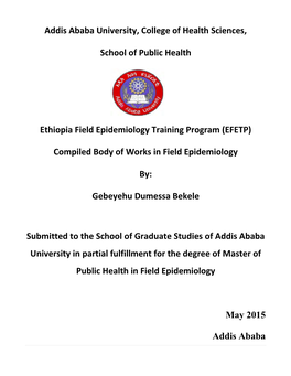 Addis Ababa University, College of Health Sciences, School of Public