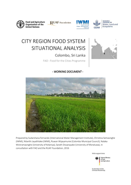 City Region Food System Situational Analysis. Colombo, Sri Lanka