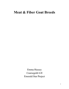Meat & Fiber Goat Breeds