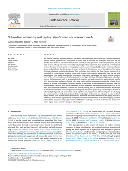 Subsurface Erosion by Soil Piping Significance and Research Needs