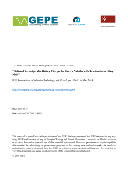 Onboard Reconfigurable Battery Charger for Electric Vehicles with Traction-To-Auxiliary Mode”