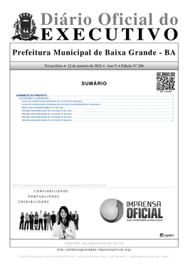 Diário Oficial Do EXECUTIVO Prefeitura Municipal De Baixa Grande - BA