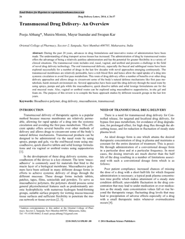 Transmucosal Drug Delivery- an Overview