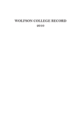 Wolfson College Record 2010