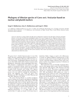 Phylogeny of Siberian Species of Carex Sect. Vesicariae Based on Nuclear and Plastid Markers