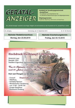 Geratalanzeiger Nr. 18 Vom 19.09