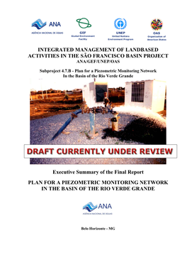 INTEGRATED MANAGEMENT of LANDBASED ACTIVITIES in the SÃO FRANCISCO BASIN PROJECT Executive Summary of the Final Report PLAN