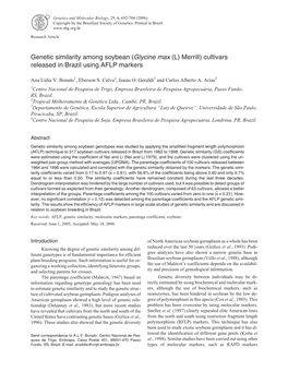 Genetic Similarity Among Soybean (Glycine Max (L) Merrill) Cultivars Released in Brazil Using AFLP Markers