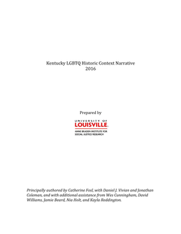 Kentucky LGBTQ Historic Context Narrative 2016