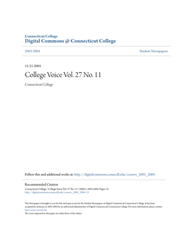 College Voice Vol. 27 No. 11 Connecticut College