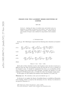 Two Lambert Series Identities 3