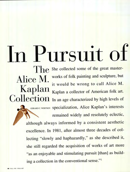 In Pursuit of Harmony: the Alice M. Kaplan