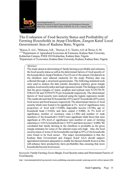 The Evaluation of Food Security Status And