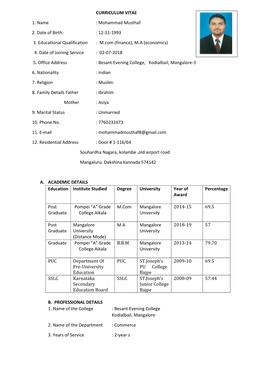 Mohammad Musthaf 2. Date of Birth