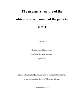 The Unusual Structure of the Ubiquitin-Like Domain of the Protein