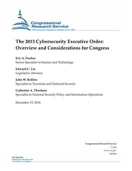 2013 Cybersecurity Executive Order: Overview and Considerations for Congress