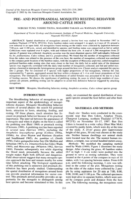 And Postprandial Mosquito Resting Behavior Around Cattle Hosts