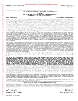 PRELIMINARY OFFICIAL STATEMENT DATED APRIL 28, 2021 Fer, Fer, NEW ISSUE – BOOK ENTRY ONLY RATINGS: Fitch: “AA-” S&P: “AA-” Statement