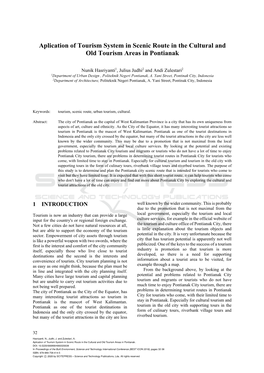 Aplication of Tourism System in Scenic Route in the Cultural and Old Tourism Areas in Pontianak