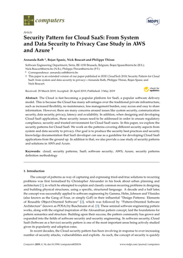 Security Pattern for Cloud Saas: from System and Data Security to Privacy Case Study in AWS and Azure †