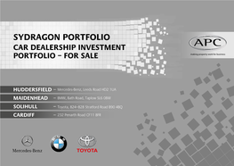 Sydragon Portfolio Car Dealership Investment Portfolio – for Sale