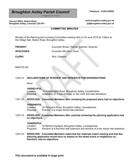 MINUTES, Planning and Licensing, 24.06.19