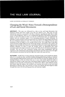 Changing the Wind: Notes Toward a Demosprudence of Law and Social Movements