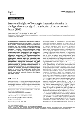 Structural Insights of Homotypic Interaction Domains in the Ligand-Receptor Signal Transduction of Tumor Necrosis Factor (TNF)