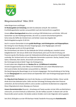 Bürgermeisterbrief März 2018