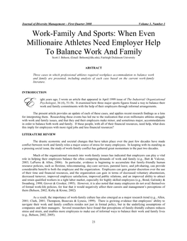 Work-Family Comes to the World of Sports