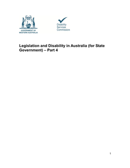 Part 4 Legislation and Disability in Australia for State Government