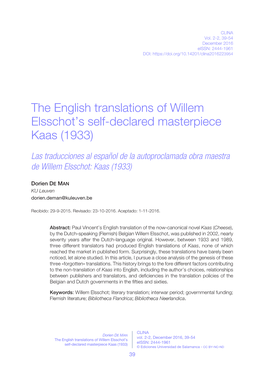The English Translations of Willem Elsschot's Self-Declared
