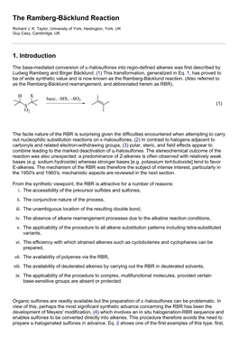 The Ramberg-Bäcklund Reaction