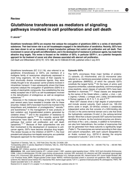 Glutathione Transferases As Mediators of Signaling Pathways Involved in Cell Proliferation and Cell Death