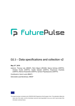 Data Specifications and Collection V2 ​