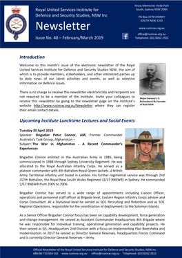 Newsletter Office@Rusinsw.Org.Au Issue No