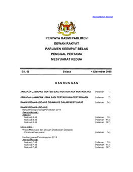 Penyata Rasmi Parlimen Dewan Rakyat Parlimen Keempat Belas Penggal Pertama Mesyuarat Kedua