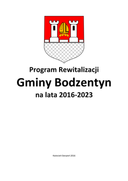 Program Rewitalizacji Gminy Bodzentyn Na Lata 2016-2023