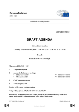 En En Draft Agenda