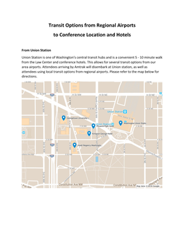 Transit Options from Regional Airports to Conference Location and Hotels