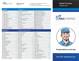 247-1250 • Fullchannel.Com Digital TV Lineup August 2017
