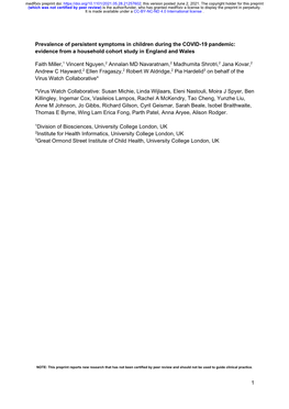 Prevalence of Persistent Symptoms in Children During the COVID-19 Pandemic: Evidence from a Household Cohort Study in England and Wales