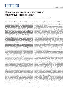 Quantum Gates and Memory Using Microwave-Dressed States