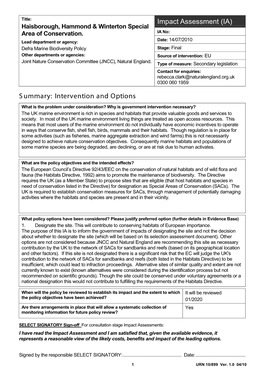 Impact Assessment (IA) Haisborough, Hammond & Winterton Special Area of Conservation