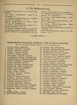 Alphabetisches Verzeichnis Sämtlicher Orte Im Kreis Ahrweiler